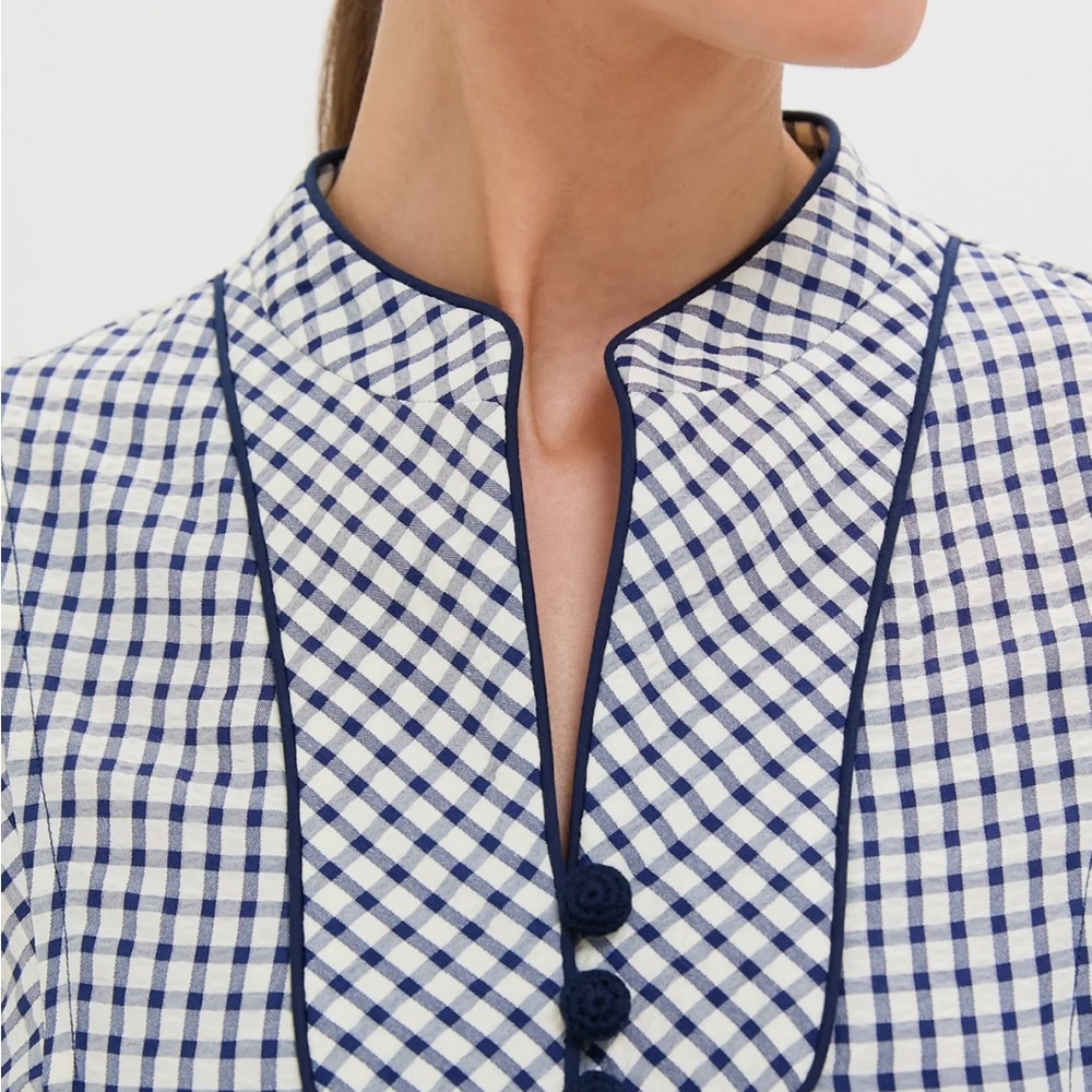 NWT Pomander Place Navy Windowpane Seersucker Indy Dress - Picture 5 of 7